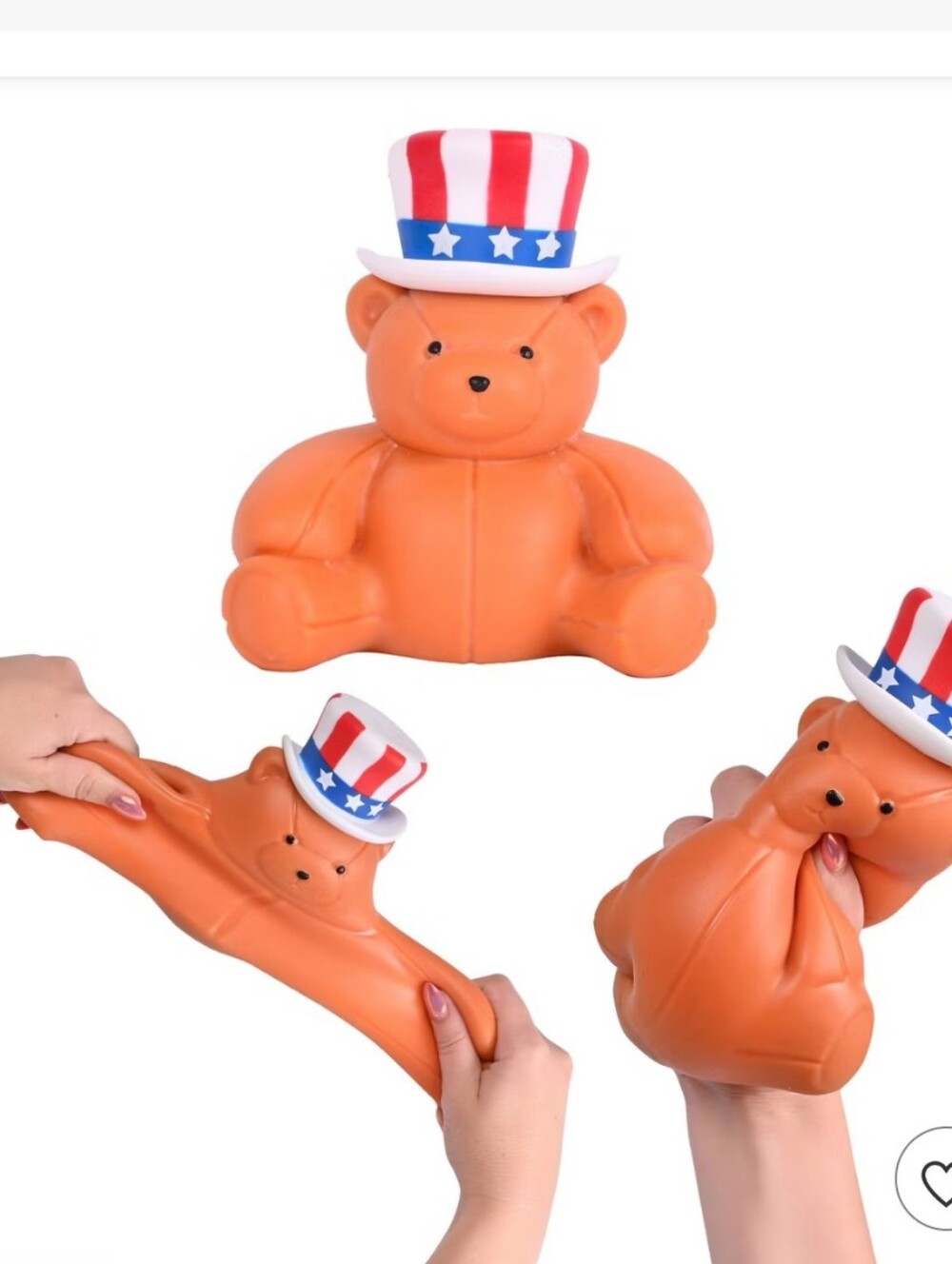 Sunny Days Squeeezy Americana Teddy Bear Fidget Toy - Picture 3 of 5